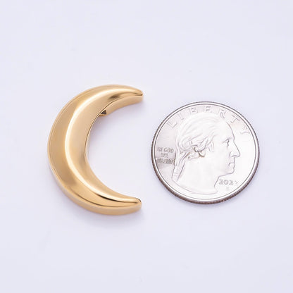 PVD Gold Stainless Steel 30mm Celestial Crescent Moon Slide Bead | Beads-00480