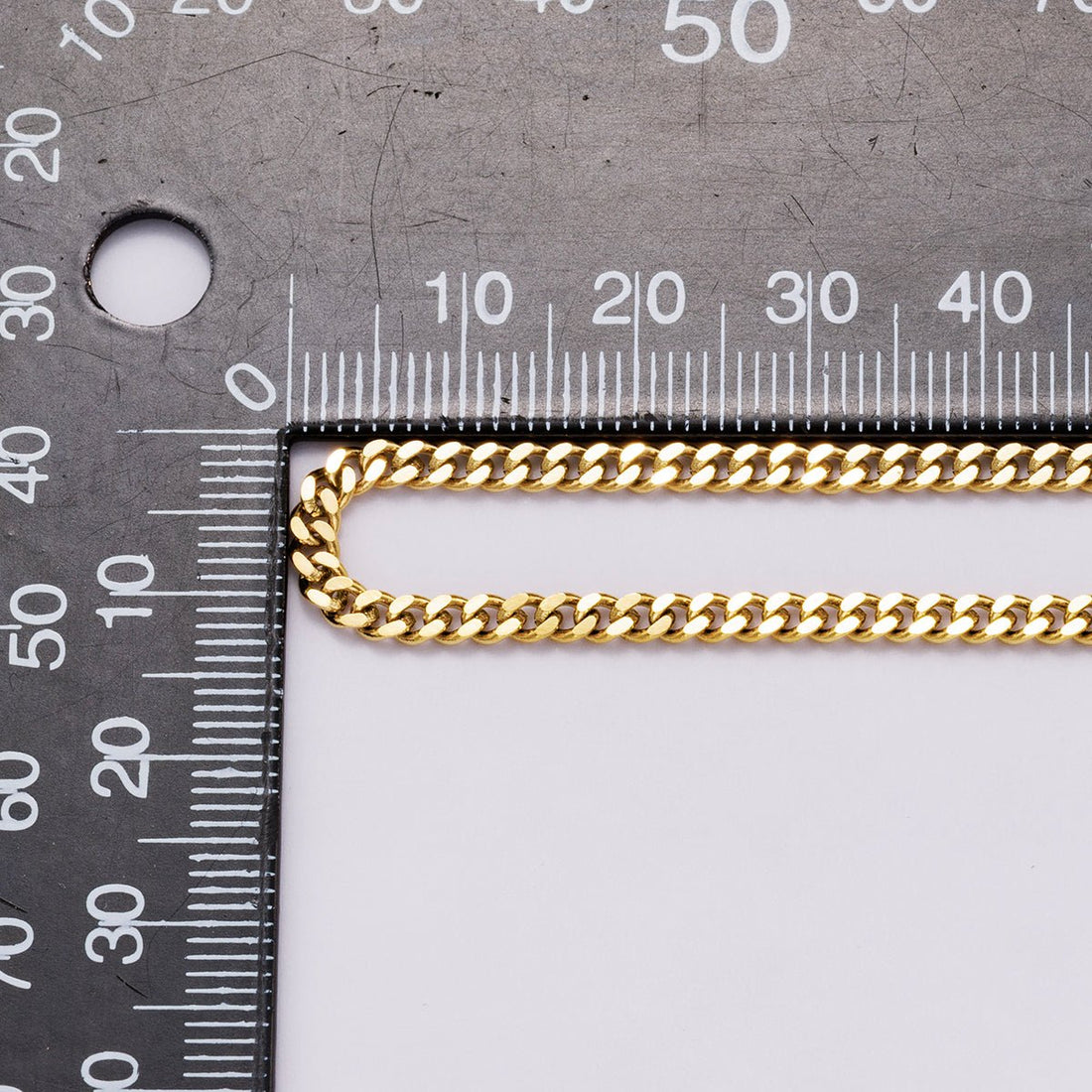 PVD Gold Stainless Steel 3mm Minimalist Curb Unfinished Chain by Yard | Roll-01867