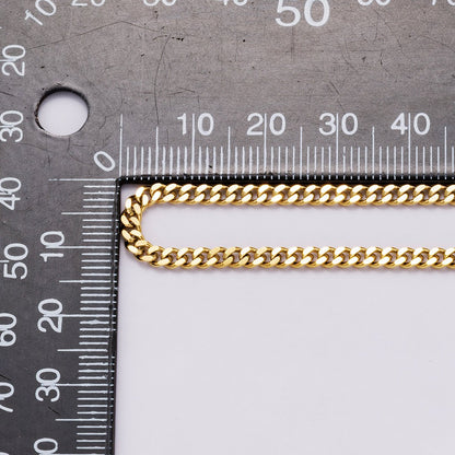 PVD Gold Stainless Steel 3mm Minimalist Curb Unfinished Chain by Yard | Roll-01867