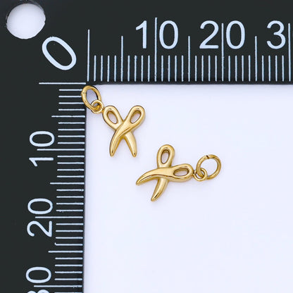 PVD Gold Stainless Steel 8.5mm Tiny Scissor Barber Tool 3D Charm | J542