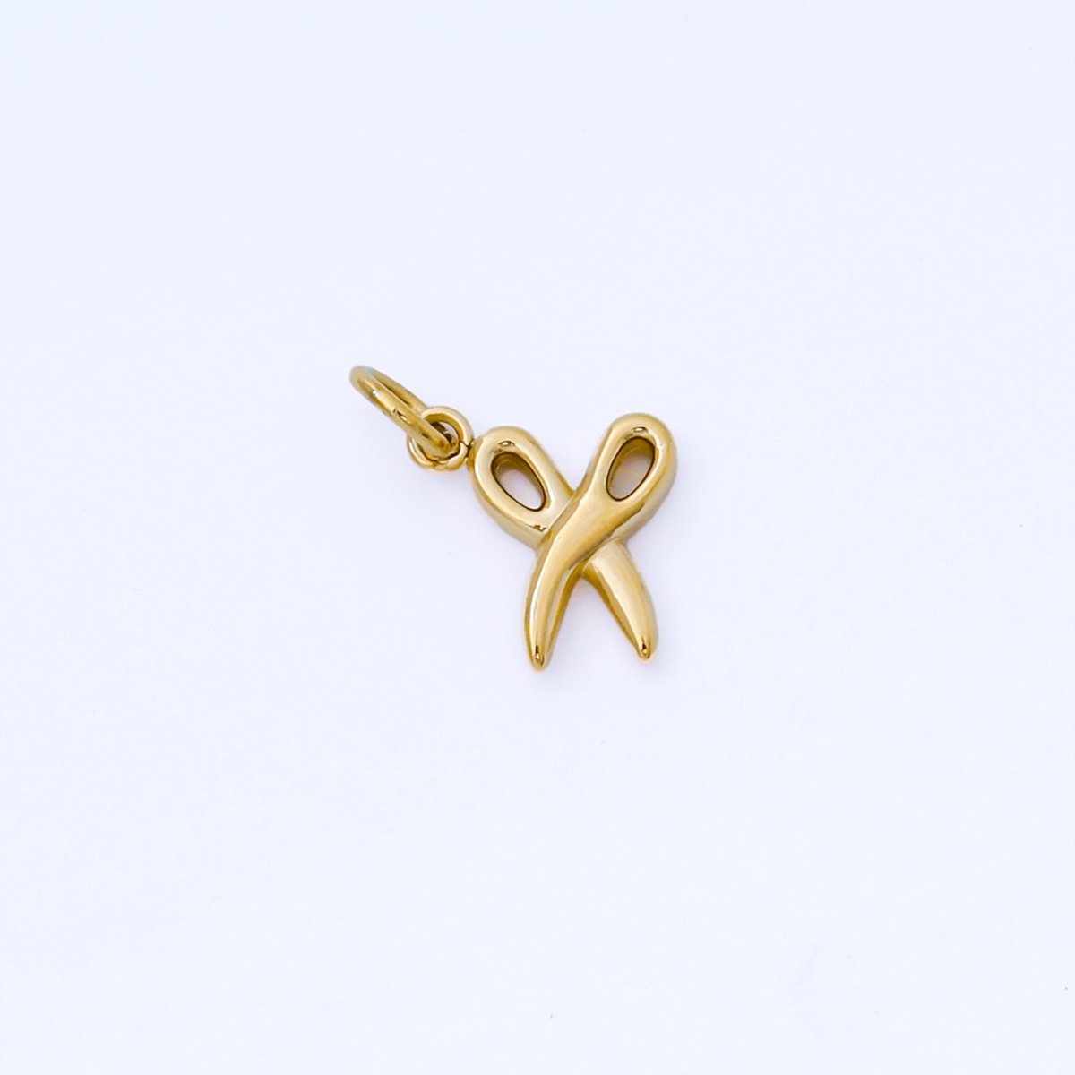 PVD Gold Stainless Steel 8.5mm Tiny Scissor Barber Tool 3D Charm | J542