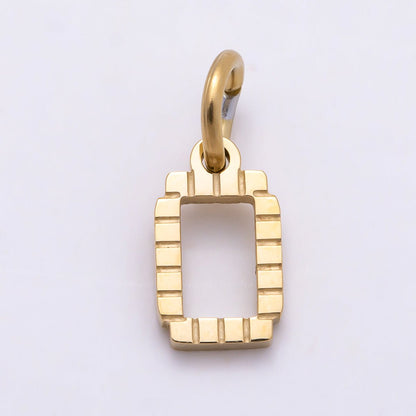 PVD Stainless 8.5mm Lined Ribbed Digital Alphabet Initial Letter Charm | Charms-01126 ~ Charms-01151