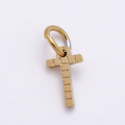 PVD Stainless 8.5mm Lined Ribbed Digital Alphabet Initial Letter Charm | Charms-01126 ~ Charms-01151