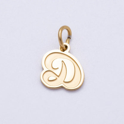 PVD Stainless Steel 10mm Cursive Chubby Old English Alphabet Initial Letter Charm | Charms-00720 ~ Charms-00745
