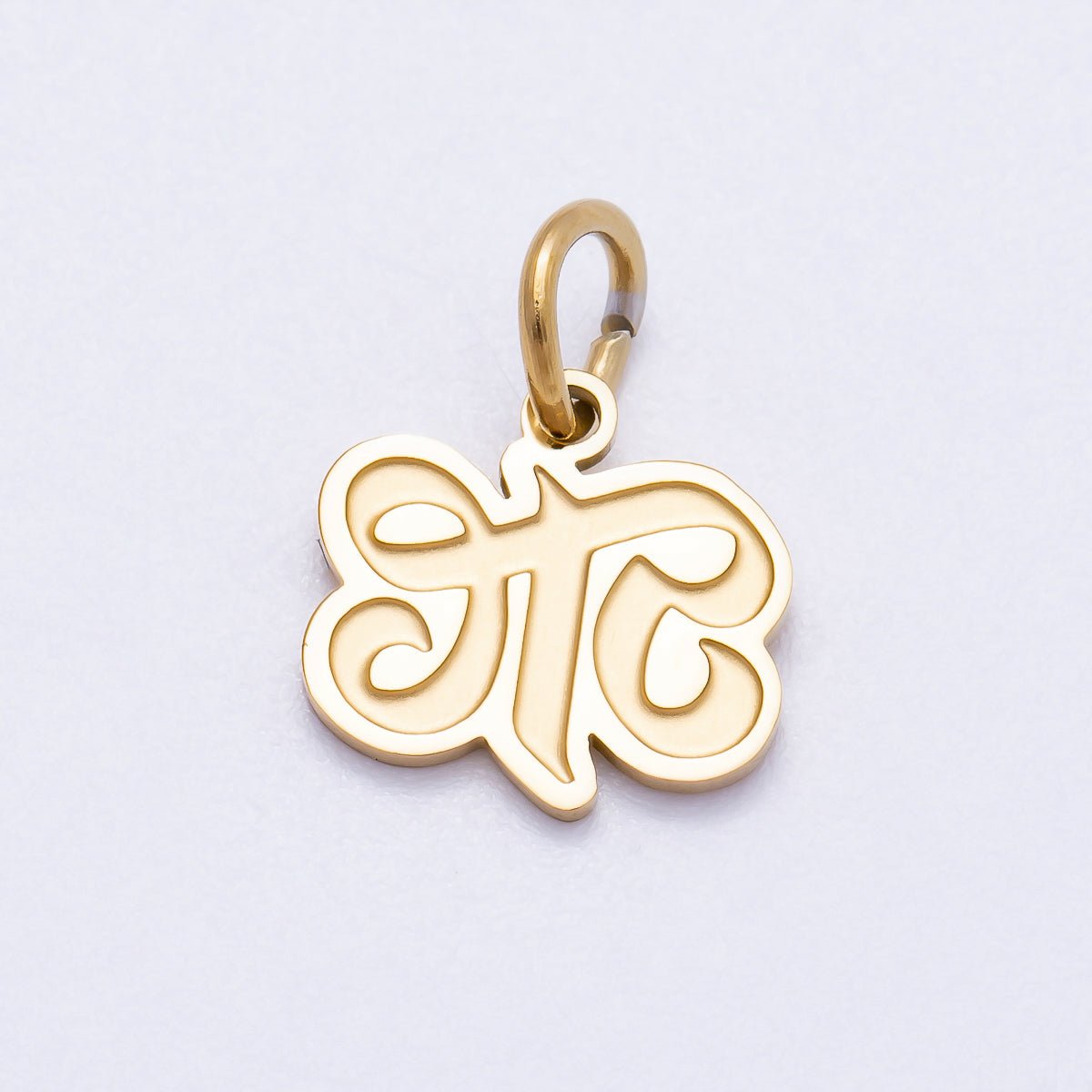 PVD Stainless Steel 10mm Cursive Chubby Old English Alphabet Initial Letter Charm | Charms-00720 ~ Charms-00745