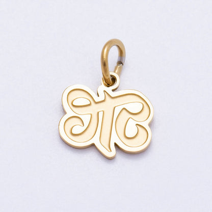 PVD Stainless Steel 10mm Cursive Chubby Old English Alphabet Initial Letter Charm | Charms-00720 ~ Charms-00745