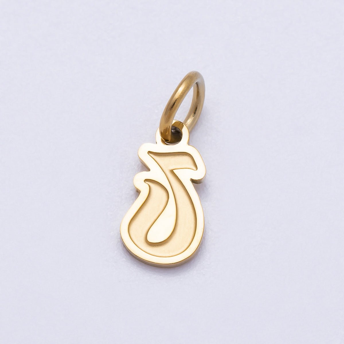 PVD Stainless Steel 10mm Cursive Chubby Old English Alphabet Initial Letter Charm | Charms-00720 ~ Charms-00745