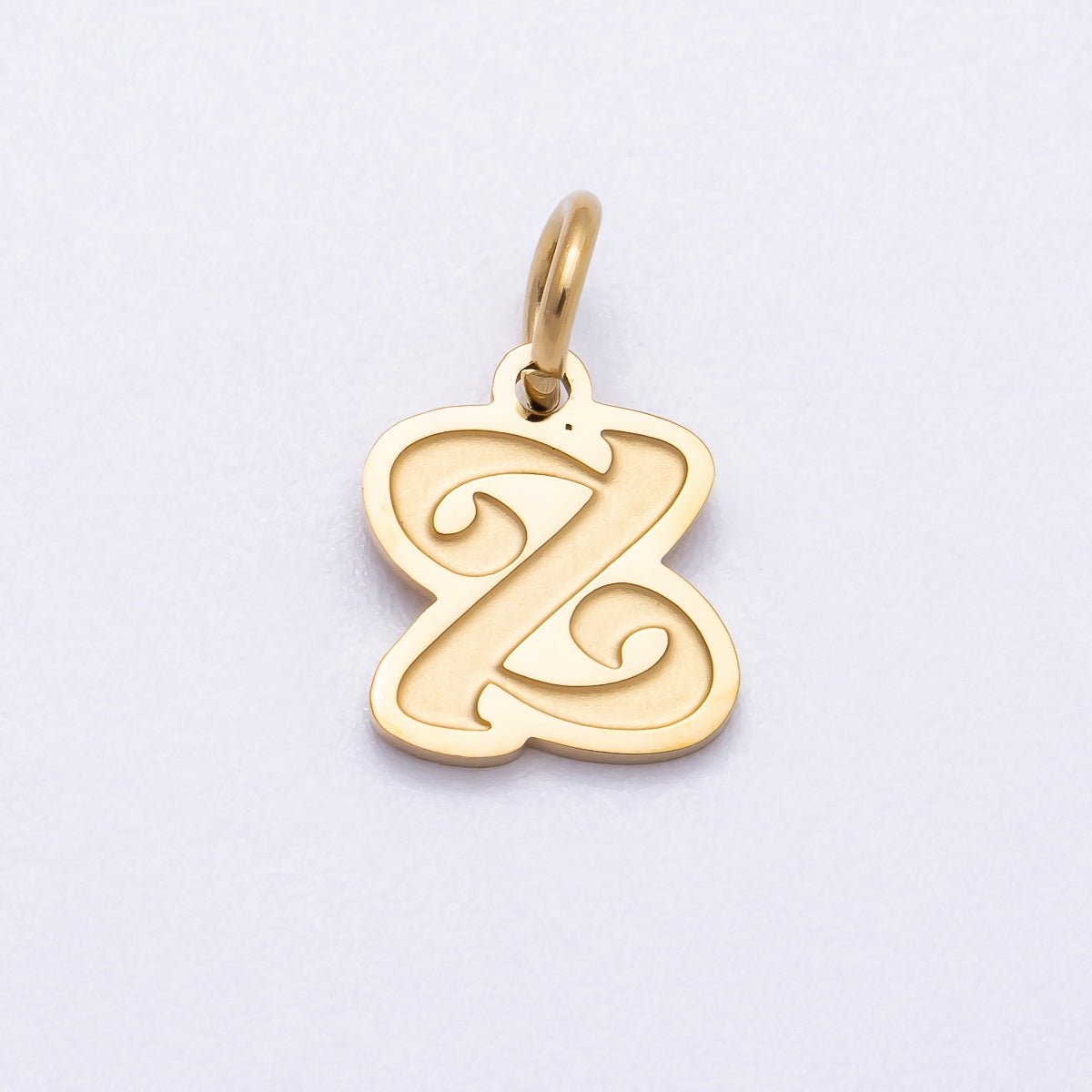 PVD Stainless Steel 10mm Cursive Chubby Old English Alphabet Initial Letter Charm | Charms-00720 ~ Charms-00745