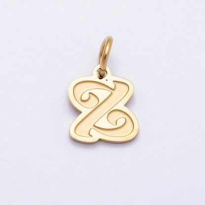 PVD Stainless Steel 10mm Cursive Chubby Old English Alphabet Initial Letter Charm | Charms-00720 ~ Charms-00745