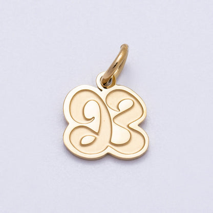 PVD Stainless Steel 10mm Cursive Chubby Old English Alphabet Initial Letter Charm | Charms-00720 ~ Charms-00745