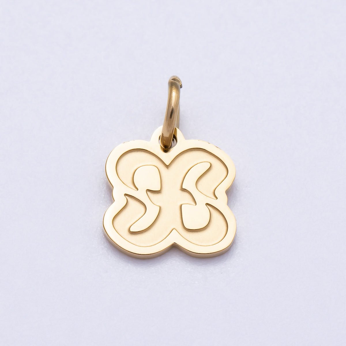 PVD Stainless Steel 10mm Cursive Chubby Old English Alphabet Initial Letter Charm | Charms-00720 ~ Charms-00745