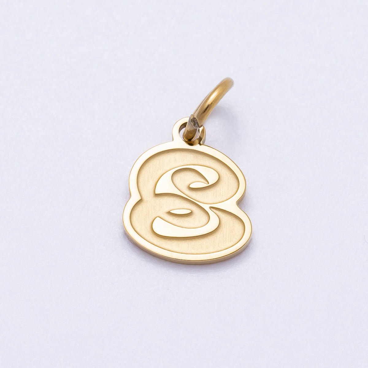 PVD Stainless Steel 10mm Cursive Chubby Old English Alphabet Initial Letter Charm | Charms-00720 ~ Charms-00745