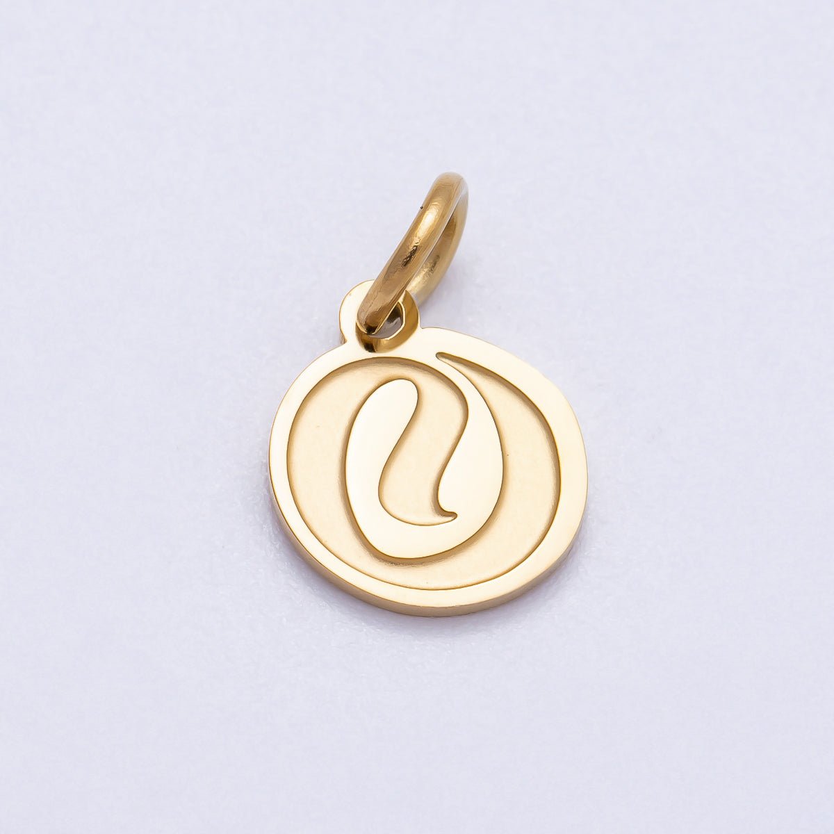 PVD Stainless Steel 10mm Cursive Chubby Old English Alphabet Initial Letter Charm | Charms-00720 ~ Charms-00745