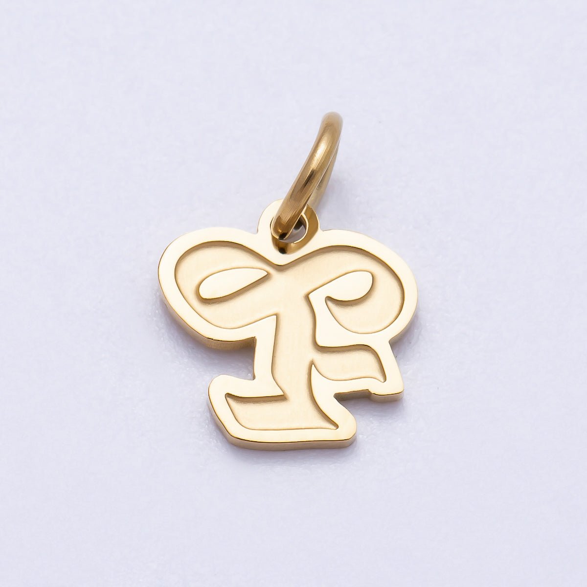 PVD Stainless Steel 10mm Cursive Chubby Old English Alphabet Initial Letter Charm | Charms-00720 ~ Charms-00745