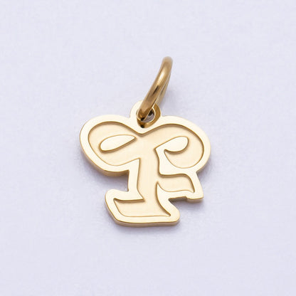 PVD Stainless Steel 10mm Cursive Chubby Old English Alphabet Initial Letter Charm | Charms-00720 ~ Charms-00745