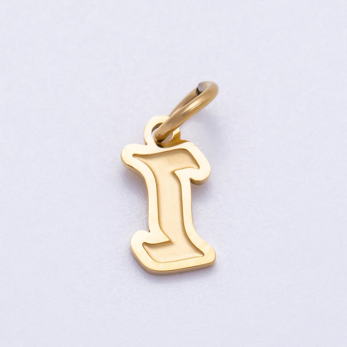 PVD Stainless Steel 10mm Cursive Chubby Old English Alphabet Initial Letter Charm | Charms-00720 ~ Charms-00745