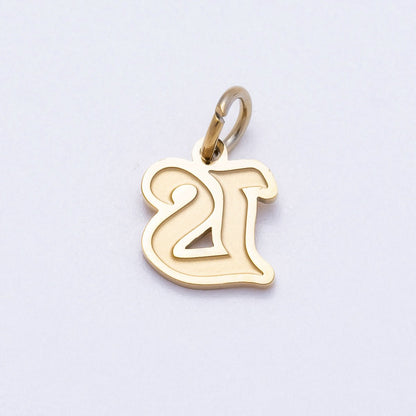 PVD Stainless Steel 10mm Cursive Chubby Old English Alphabet Initial Letter Charm | Charms-00720 ~ Charms-00745