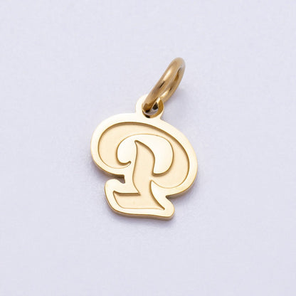 PVD Stainless Steel 10mm Cursive Chubby Old English Alphabet Initial Letter Charm | Charms-00720 ~ Charms-00745