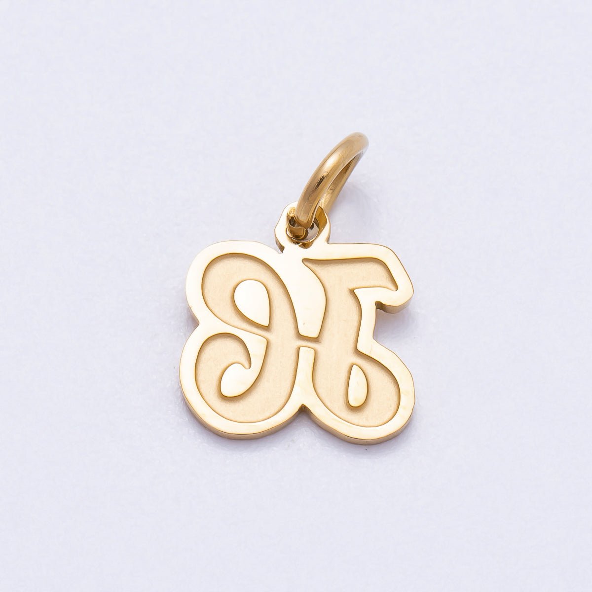 PVD Stainless Steel 10mm Cursive Chubby Old English Alphabet Initial Letter Charm | Charms-00720 ~ Charms-00745