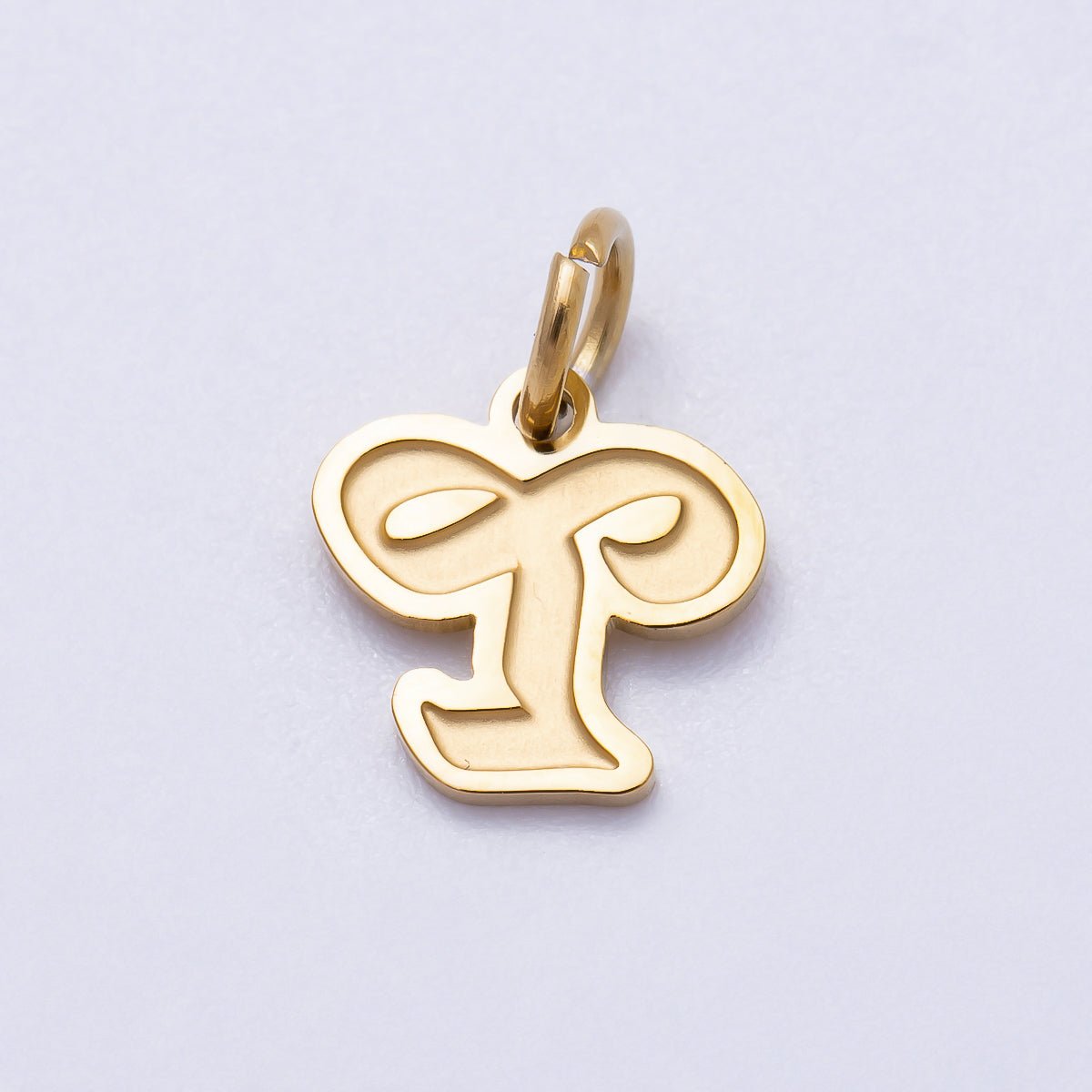 PVD Stainless Steel 10mm Cursive Chubby Old English Alphabet Initial Letter Charm | Charms-00720 ~ Charms-00745