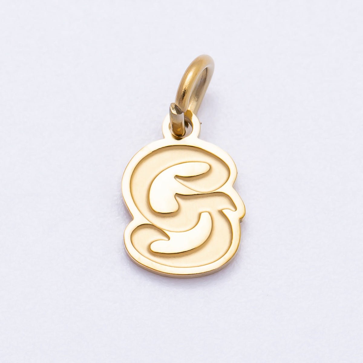 PVD Stainless Steel 10mm Cursive Chubby Old English Alphabet Initial Letter Charm | Charms-00720 ~ Charms-00745
