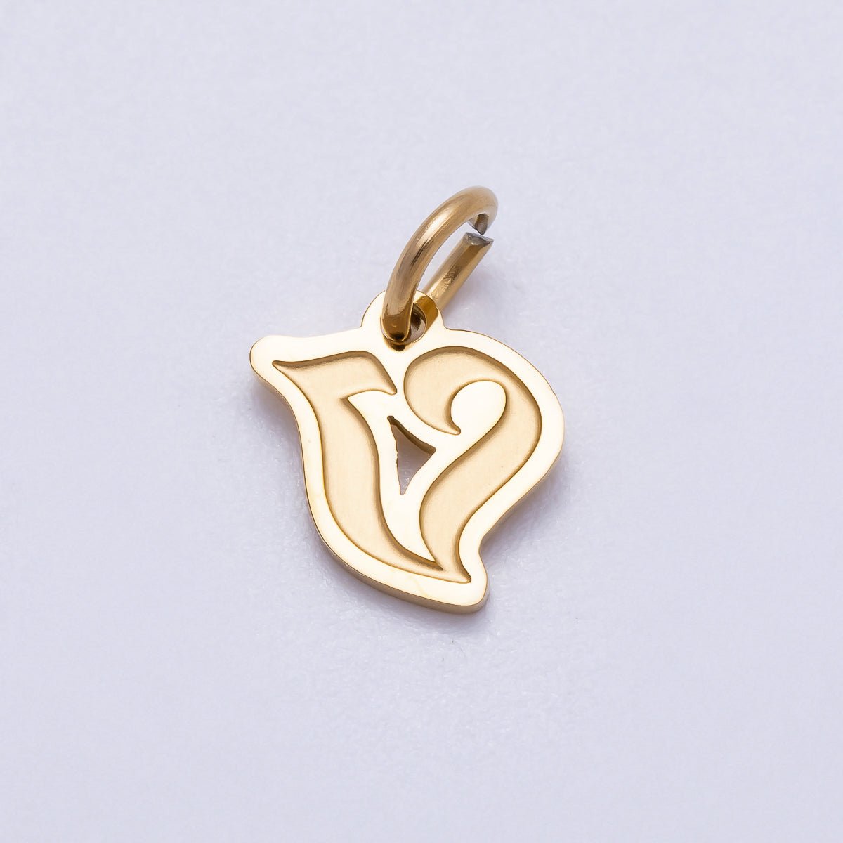 PVD Stainless Steel 10mm Cursive Chubby Old English Alphabet Initial Letter Charm | Charms-00720 ~ Charms-00745