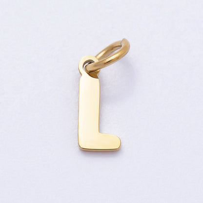 PVD Stainless Steel 10mm Plain Alphabet Letter Mini Charm A-Z | Charms-00667 ~ Charms-00692