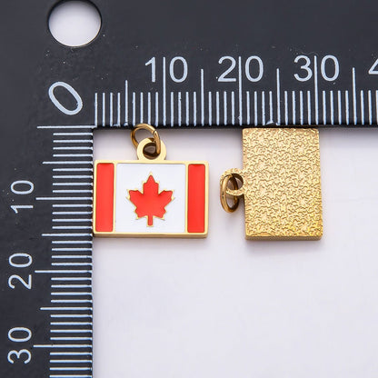 PVD Stainless Steel 13mm Rivalry Canada Flag Enamel Charm | Charms-00796