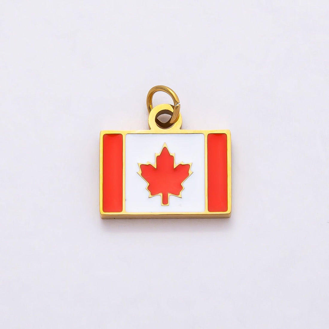 PVD Stainless Steel 13mm Rivalry Canada Flag Enamel Charm | Charms-00796