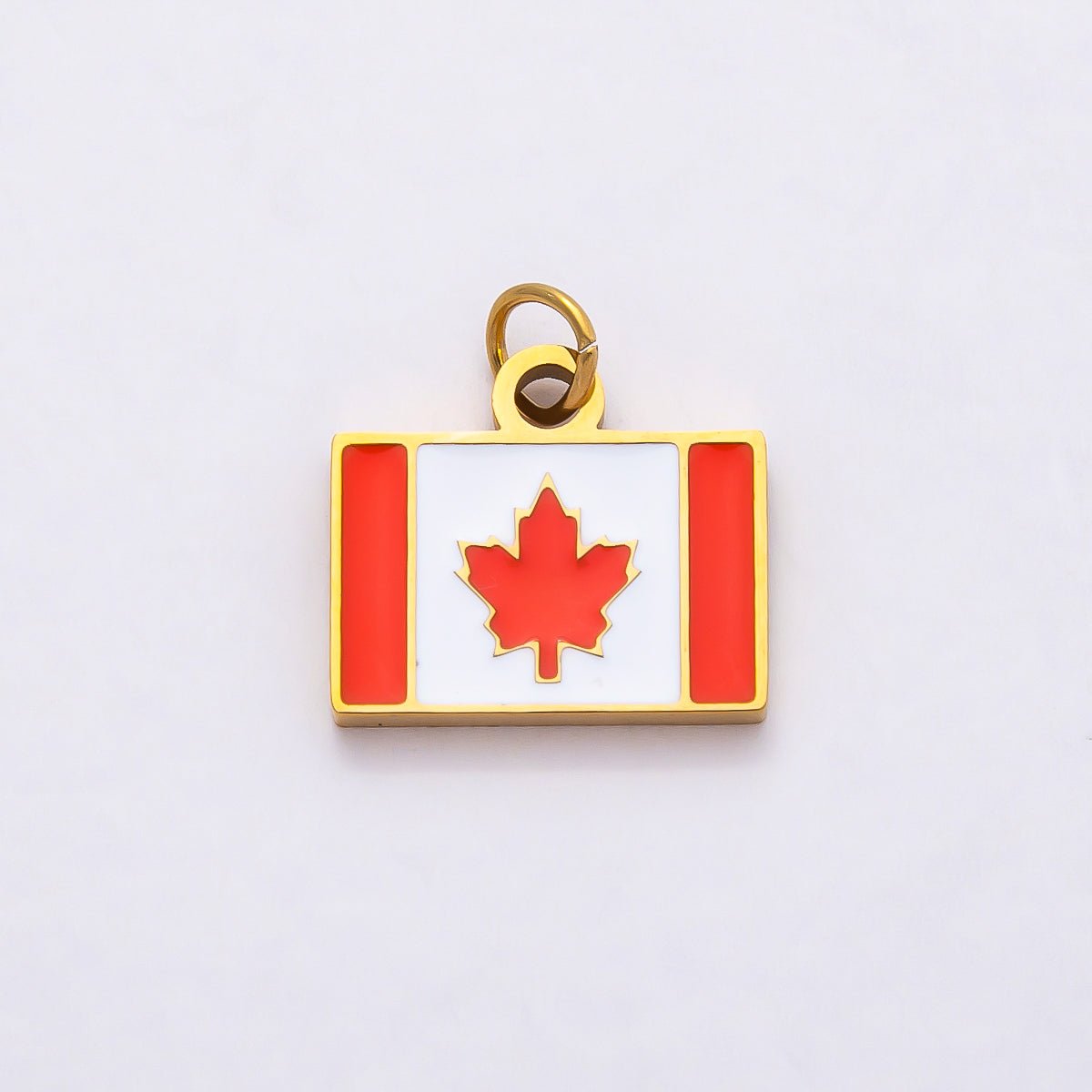 PVD Stainless Steel 13mm Rivalry Canada Flag Enamel Charm | Charms-00796