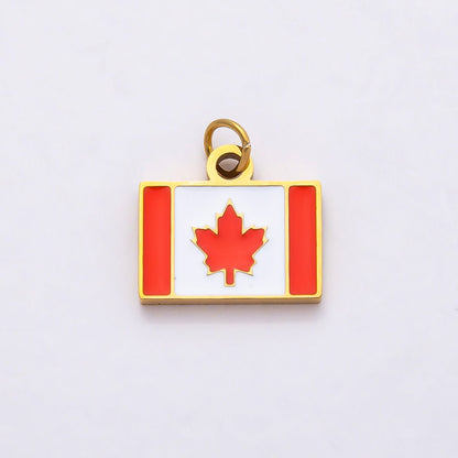 PVD Stainless Steel 13mm Rivalry Canada Flag Enamel Charm | Charms-00796