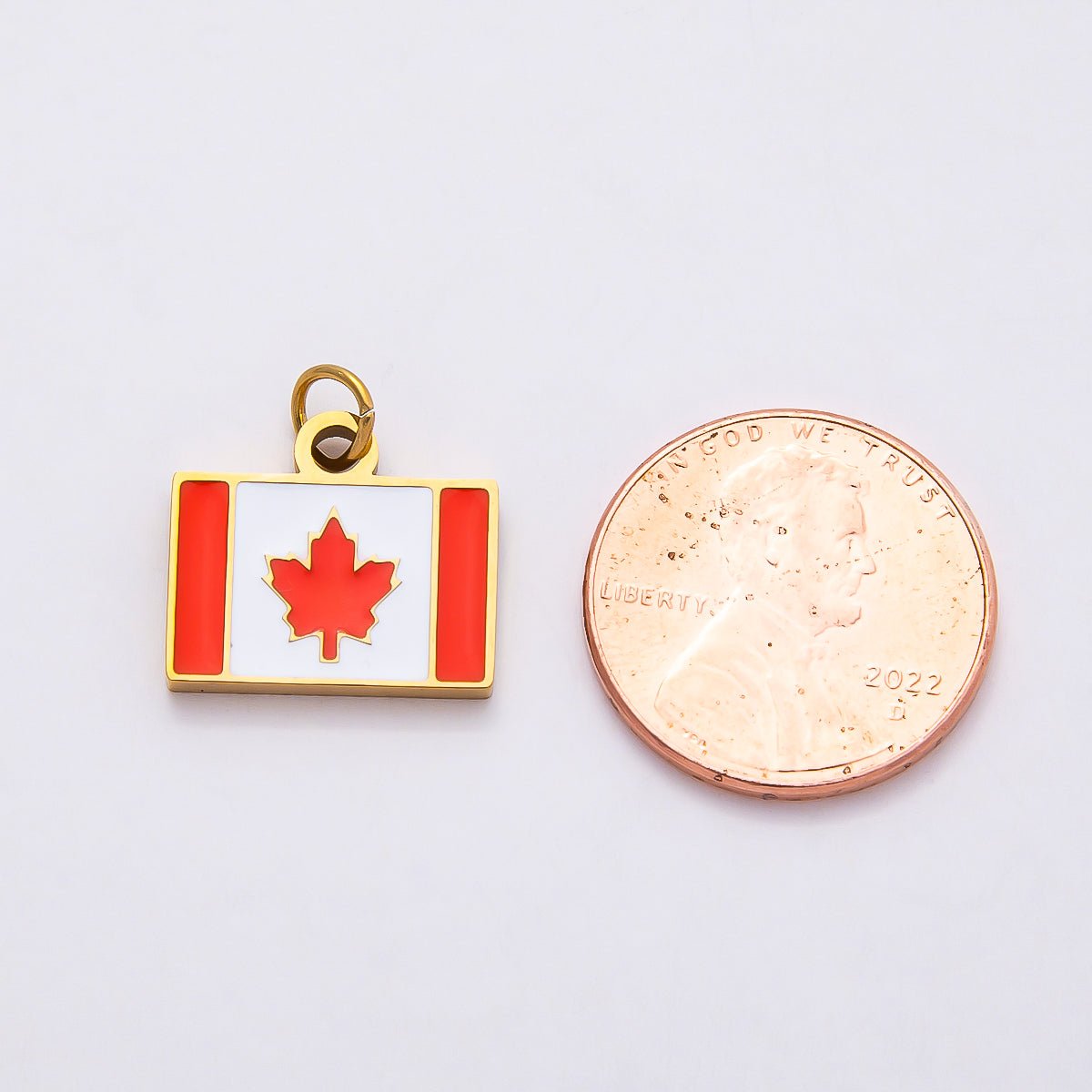 PVD Stainless Steel 13mm Rivalry Canada Flag Enamel Charm | Charms-00796