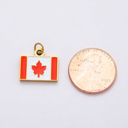 PVD Stainless Steel 13mm Rivalry Canada Flag Enamel Charm | Charms-00796