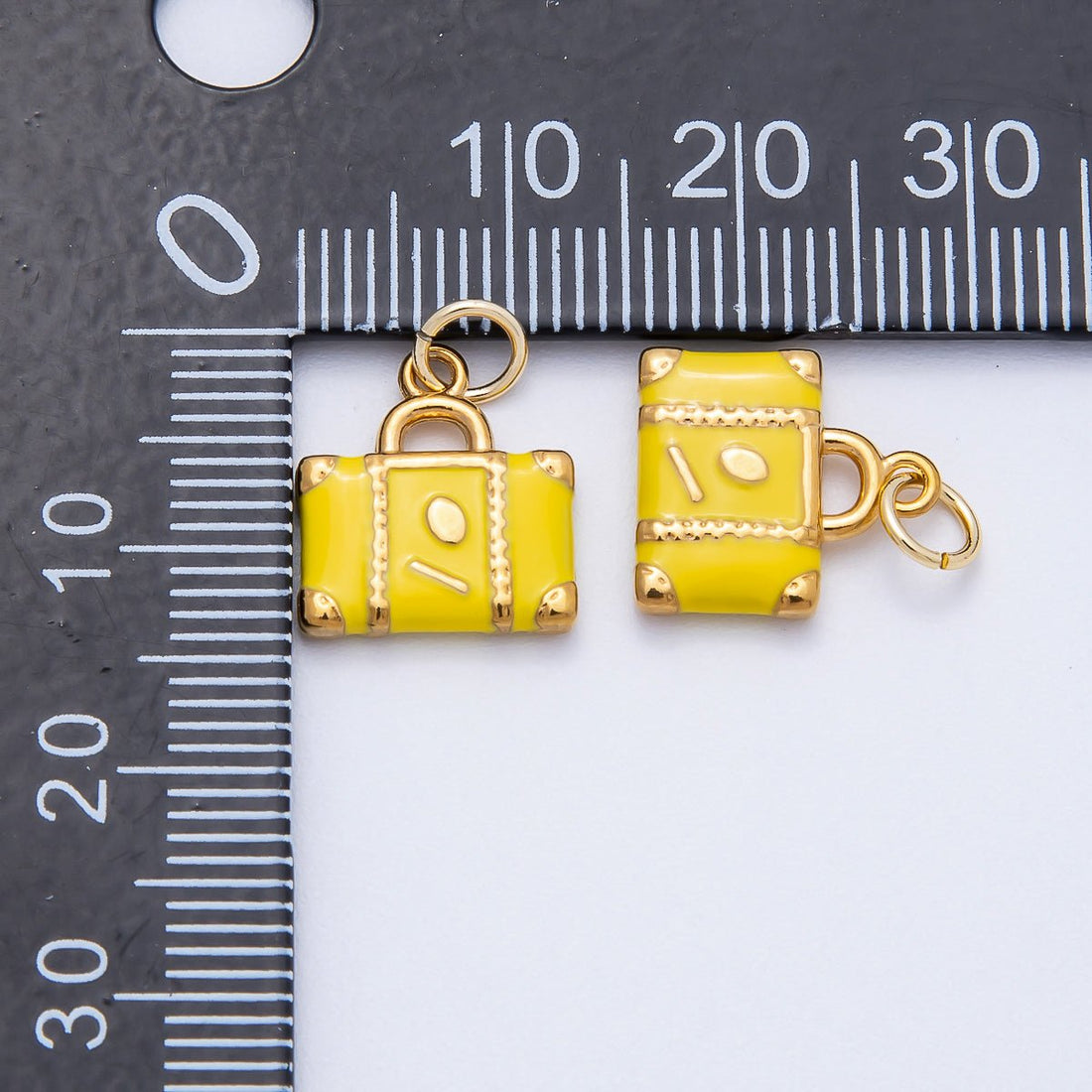 PVD Stainless Steel 13mm Yellow Black Enamel Suitcase Travel Charm | Charms-00700 - Charms-00701