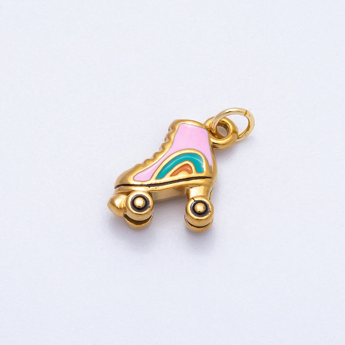 PVD Stainless Steel 14mm Colorful Roller Skates Enamel Charm | Charms-00713