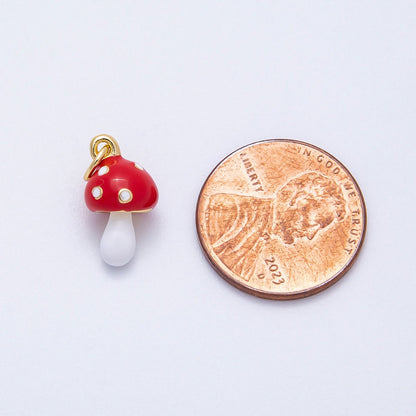 PVD Stainless Steel 14mm Red White Mushroom Vegetable Charm | Charms-00714