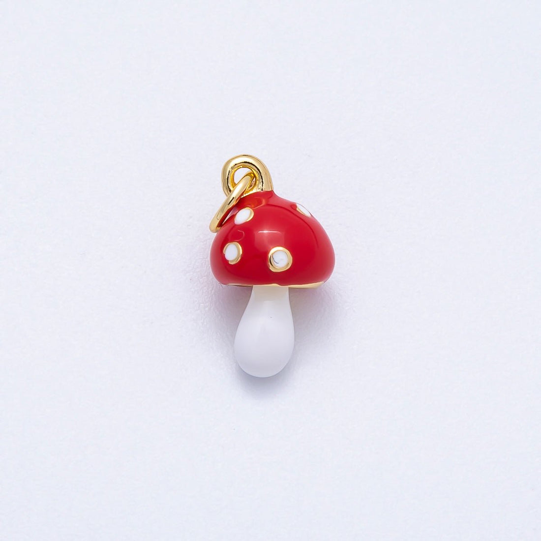 PVD Stainless Steel 14mm Red White Mushroom Vegetable Charm | Charms-00714