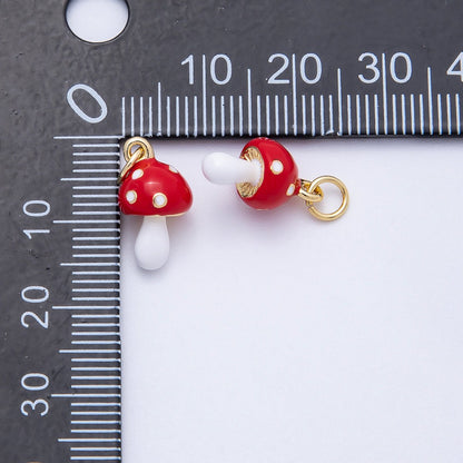 PVD Stainless Steel 14mm Red White Mushroom Vegetable Charm | Charms-00714