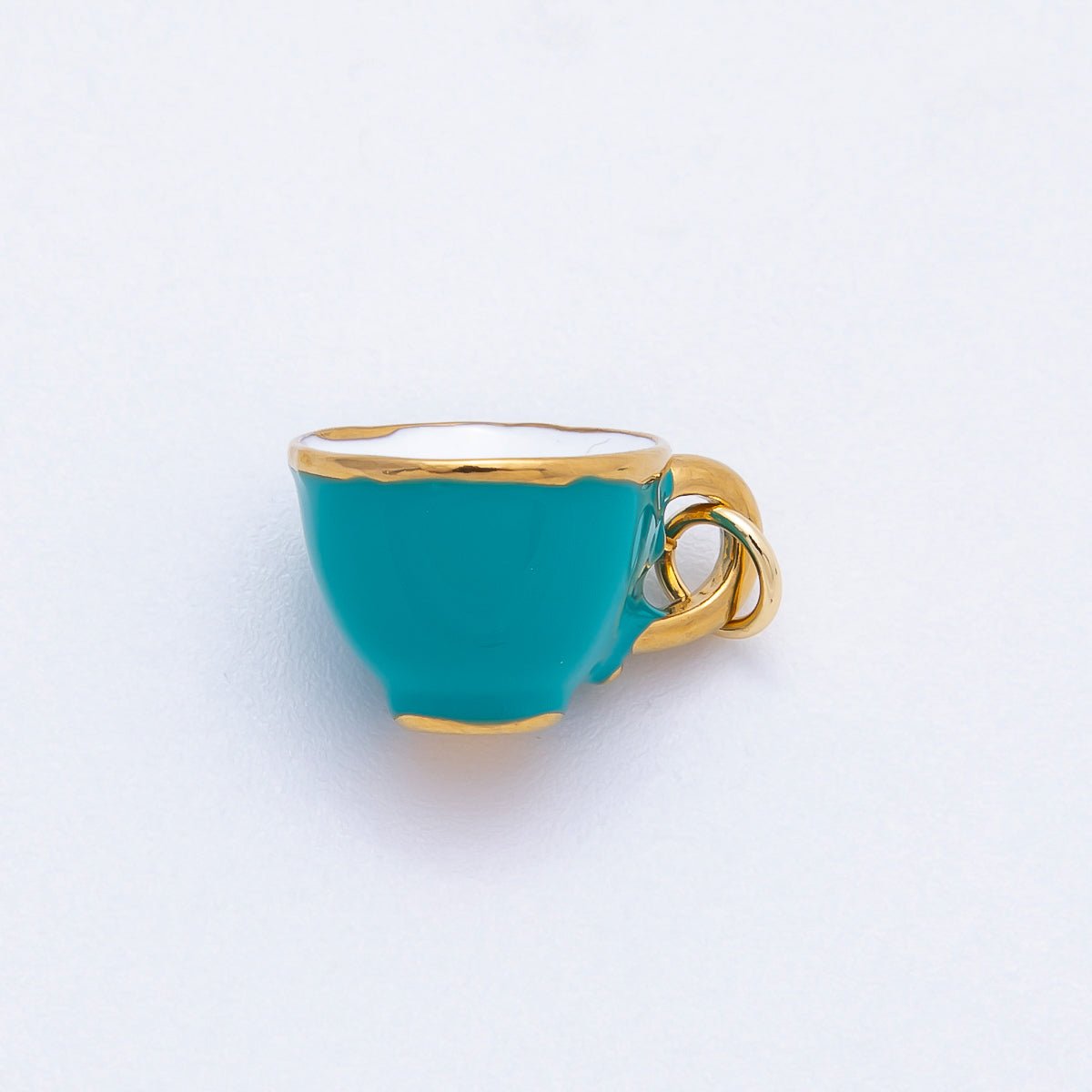 PVD Stainless Steel 15mm Blue Enamel Breakfast Mug Mini Charm | Charms-00706