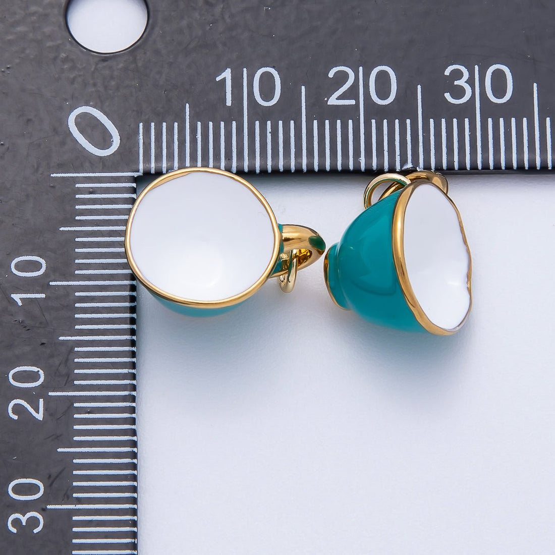 PVD Stainless Steel 15mm Blue Enamel Breakfast Mug Mini Charm | Charms-00706