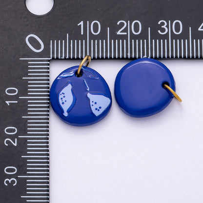 PVD Stainless Steel 15mm Blueberry Fruit Enamel Round Charm | Charms-00514