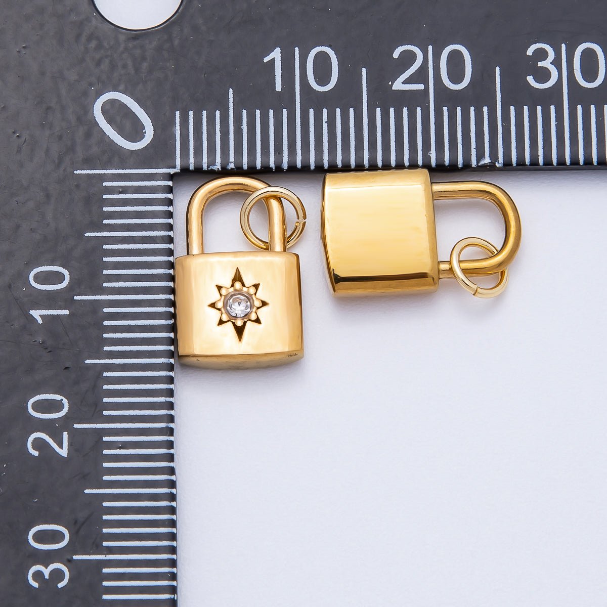 PVD Stainless Steel 15mm Celestial Sun Padlock Charm | Charms-00709