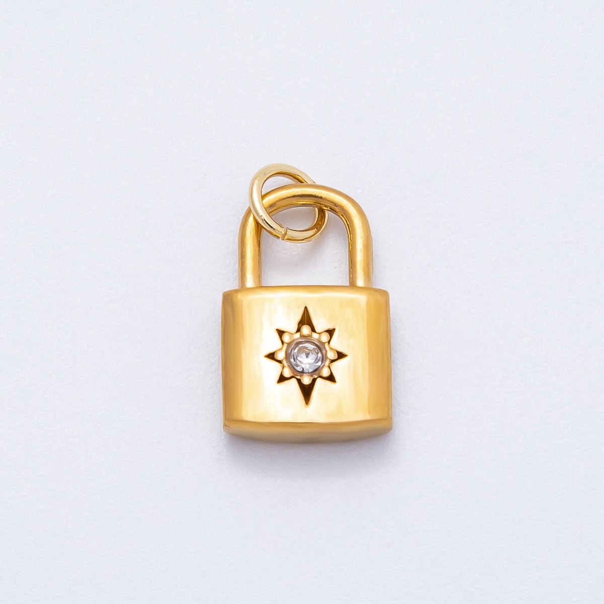 PVD Stainless Steel 15mm Celestial Sun Padlock Charm | Charms-00709