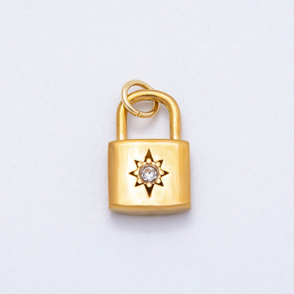 PVD Stainless Steel 15mm Celestial Sun Padlock Charm | Charms-00709
