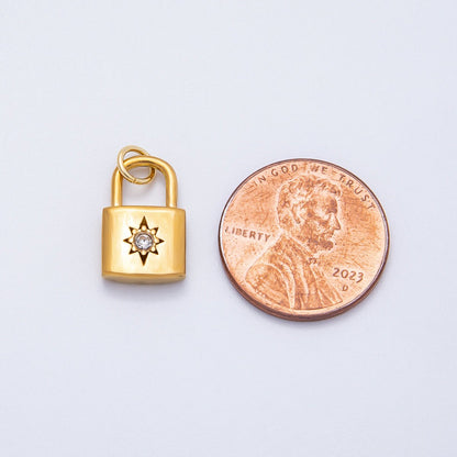 PVD Stainless Steel 15mm Celestial Sun Padlock Charm | Charms-00709