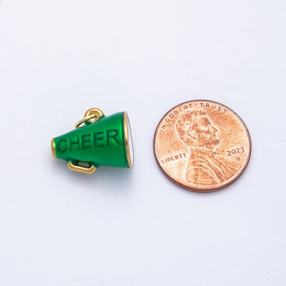 PVD Stainless Steel 15mm Green Megaphone Speaker Cheer Charm | Charms-00707
