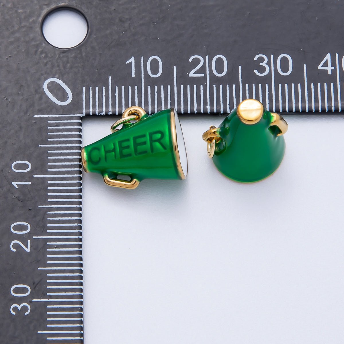 PVD Stainless Steel 15mm Green Megaphone Speaker Cheer Charm | Charms-00707