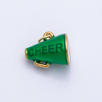 PVD Stainless Steel 15mm Green Megaphone Speaker Cheer Charm | Charms-00707