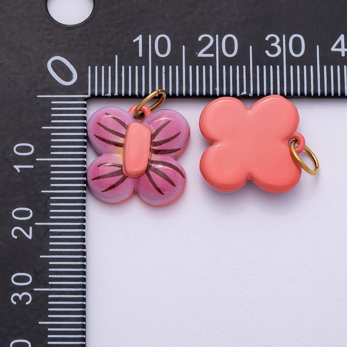 PVD Stainless Steel 16mm Purple Butterfly Mariposa Enamel Charm | Charms-00510