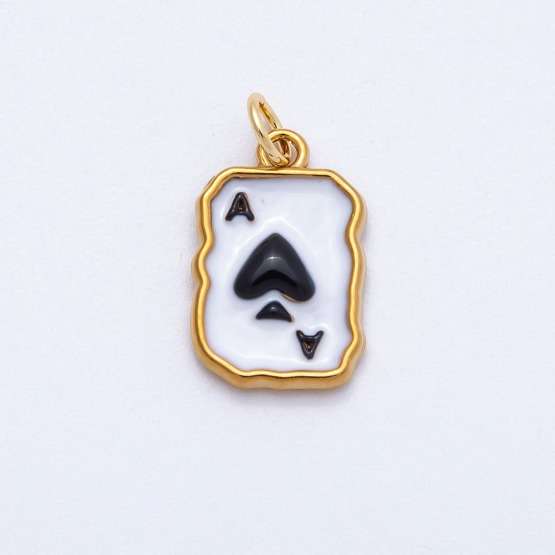 PVD Stainless Steel 17mm Black &amp; White Ace of Spades Charm | Charms-00712